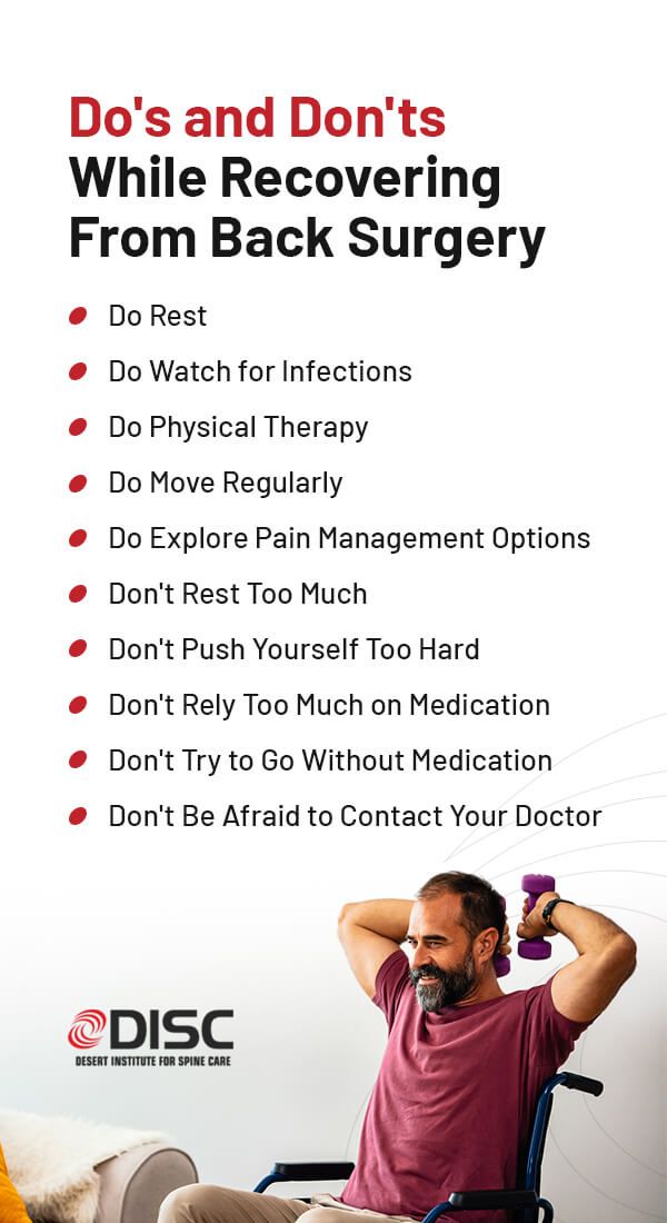 Recovering From Back Surgery: Do's and Don'ts - Desert Institute for Spine  Care