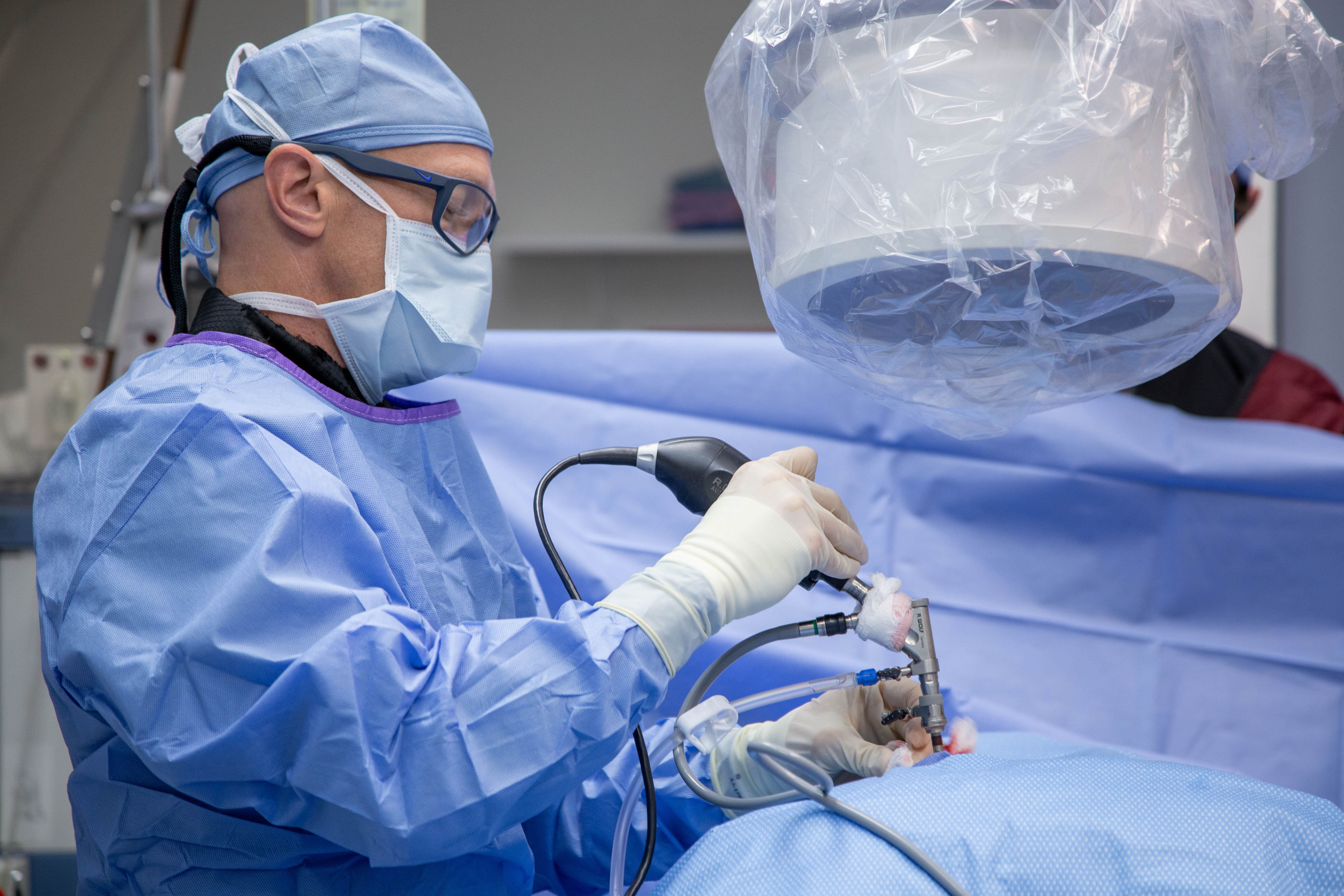 Dr. Abrams performing endoscopic medial branch transection