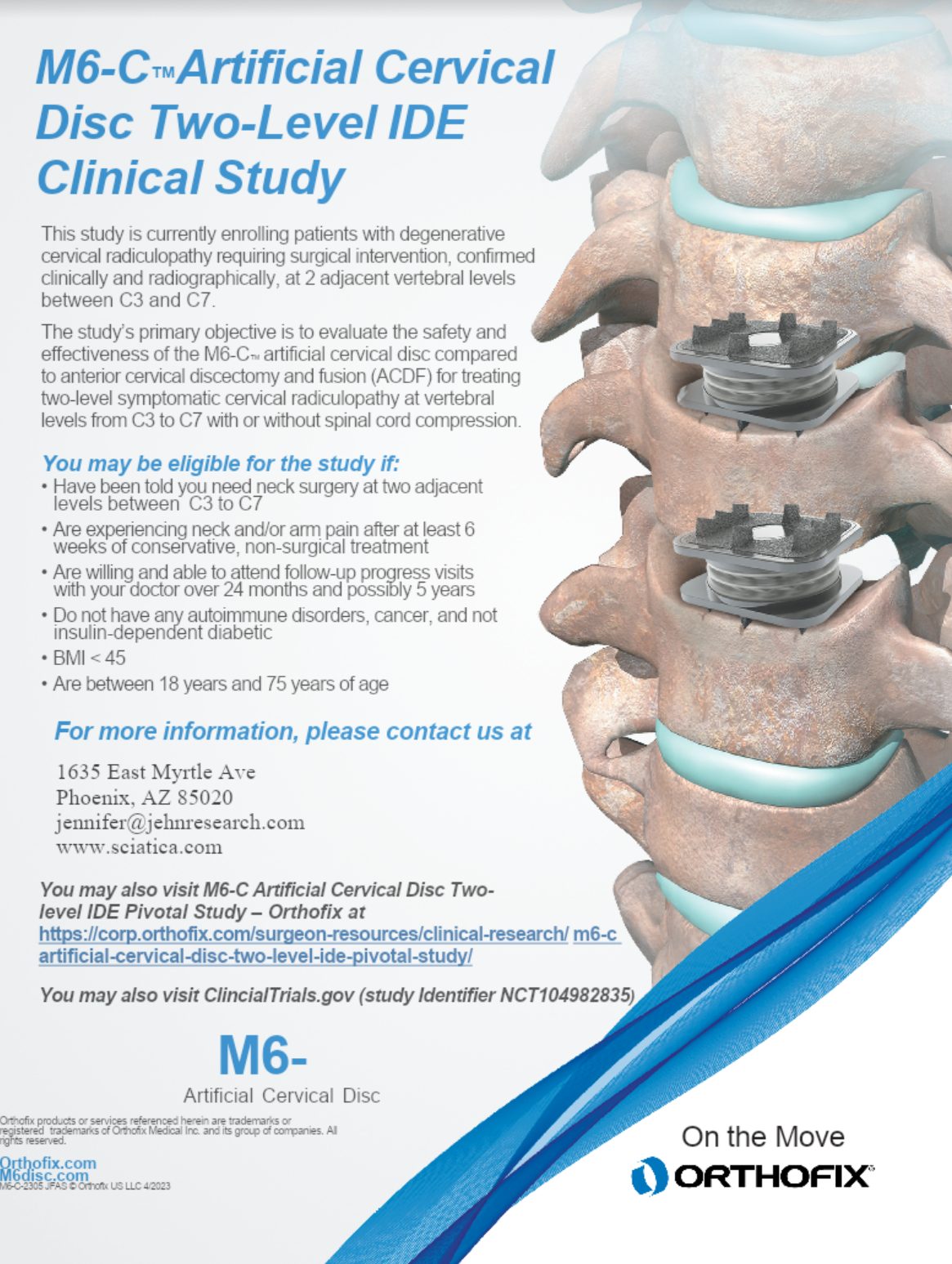 M6-C Artificial Cervical DISC Two-Level IDE Clinical Study